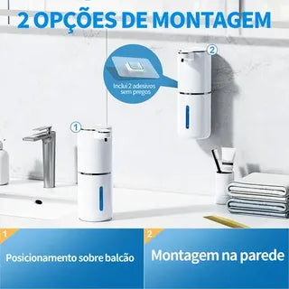 Saboneteira Automática Sensor Infravermelho Espuma e Líquido Recarregável USB